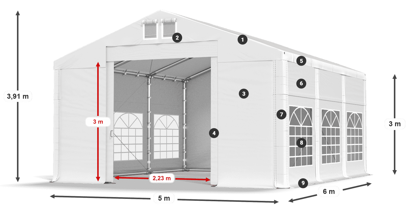 Dach: HFR 750 PVC Ściany: FR 620 PVC