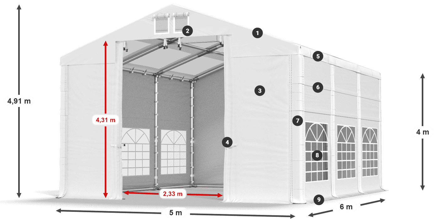 Dach: MS 580 PVC Ściany: FR 620 PVC