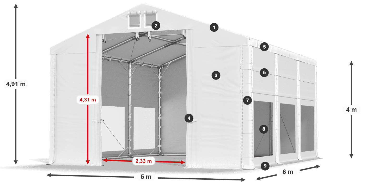 Dach: MS 580 PVC Ściany: MS 580 PVC