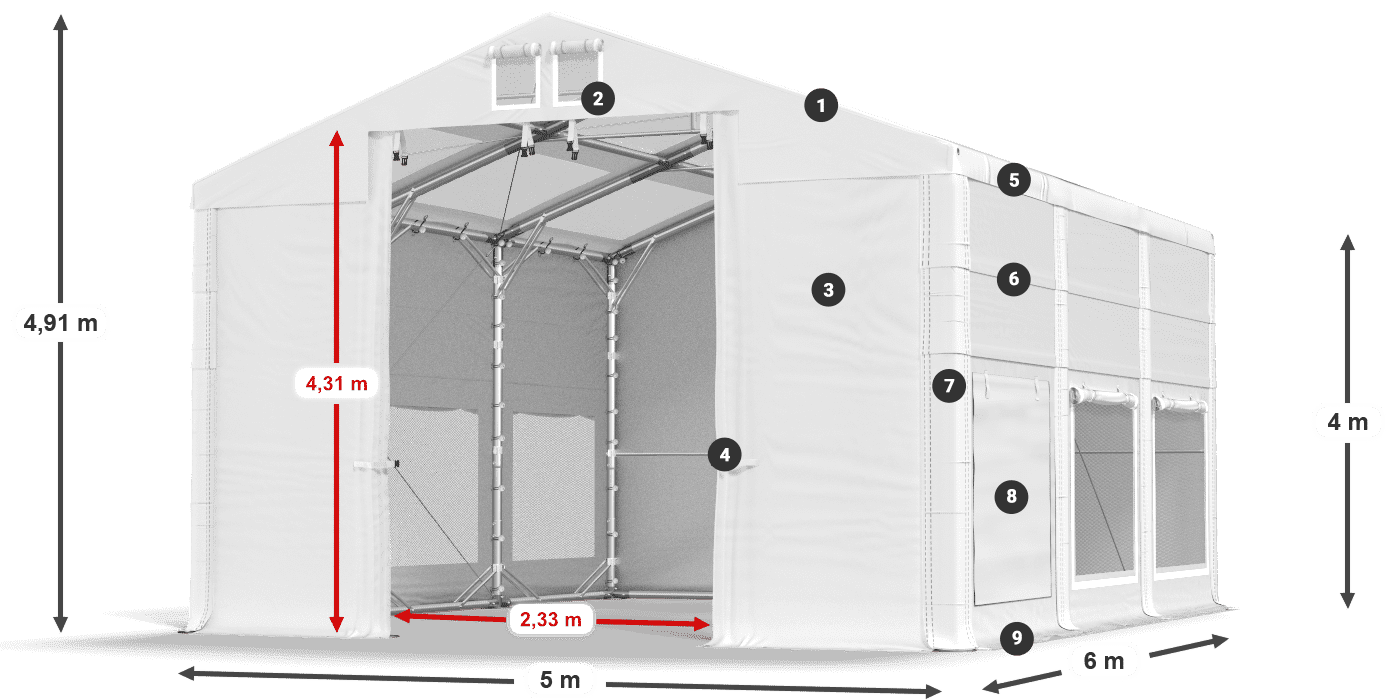 Dach: MS 580 PVC Ściany: SD 500 PVC