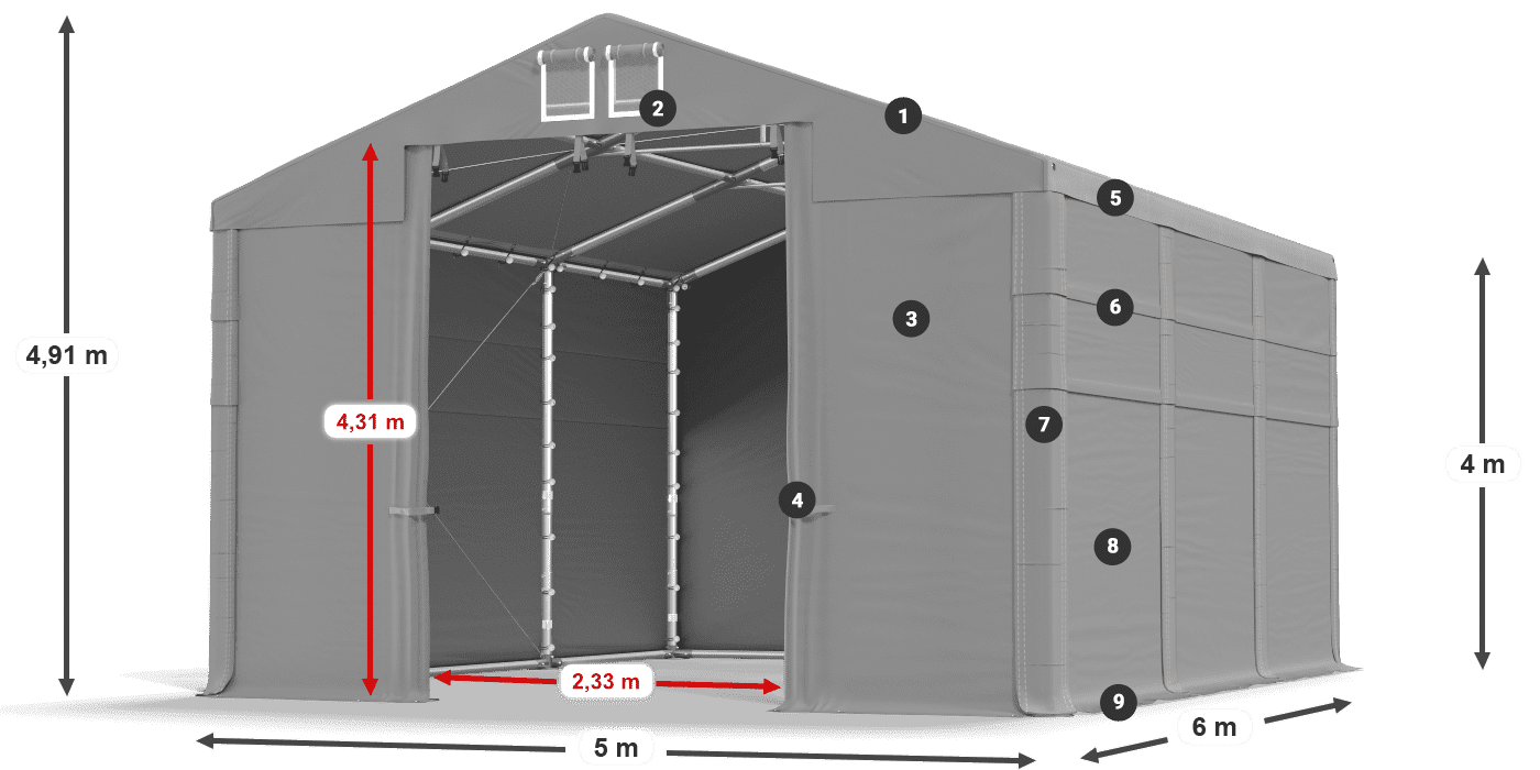 Dach: MS 580 PVC Ściany: SD 500 PVC 4m legenda