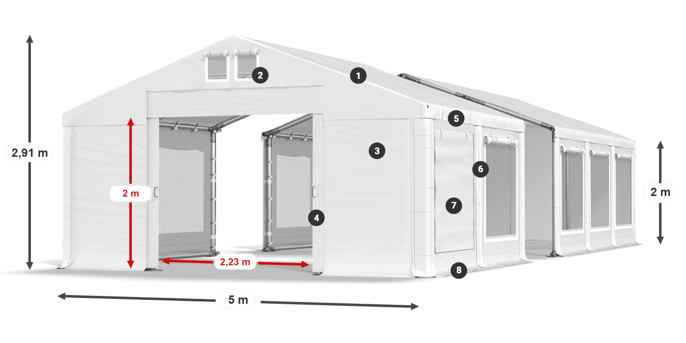 Dach: MS 580 PVC Ściany: SD M 500 PVC 2m legenda