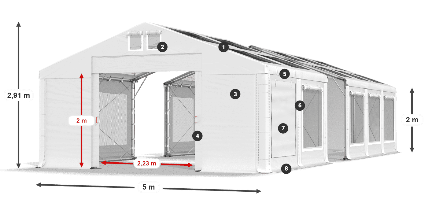 Dach: MS T 580 PVC Ściany: SDM  500 PVC 2m legenda