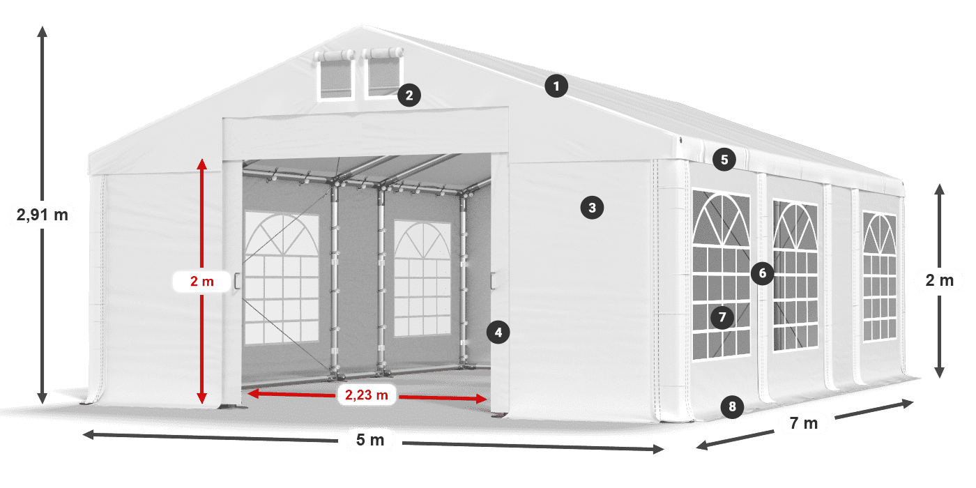 Dach: FR 620 PVC Ściany: SD 500 PVC 2m legenda