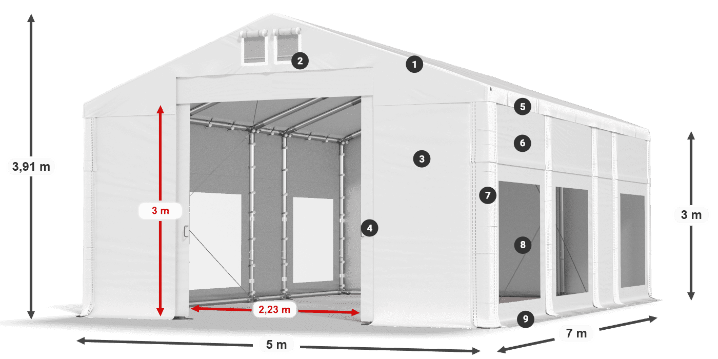 Dach: MS 580 PVC Ściany: MS 580 PVC 3m legenda