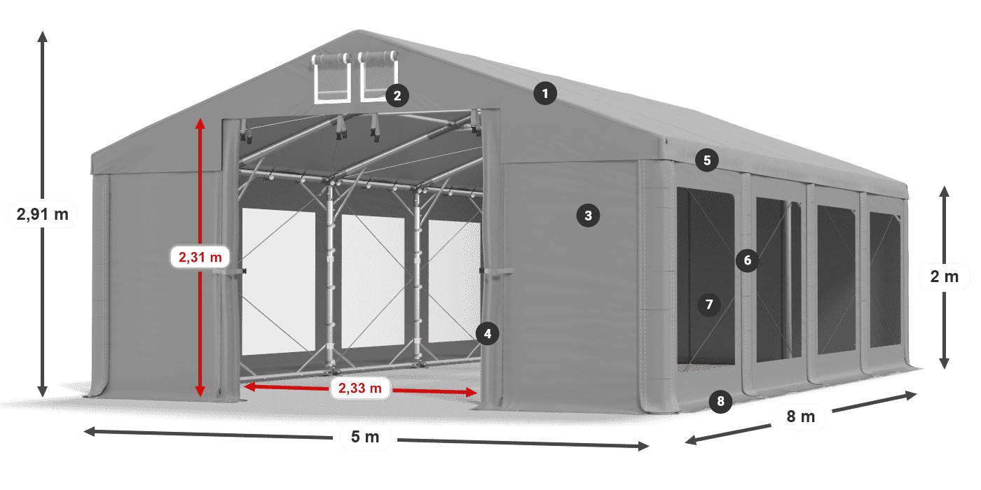 Dach: FR 620 PVC Ściany: MS 580 PVC