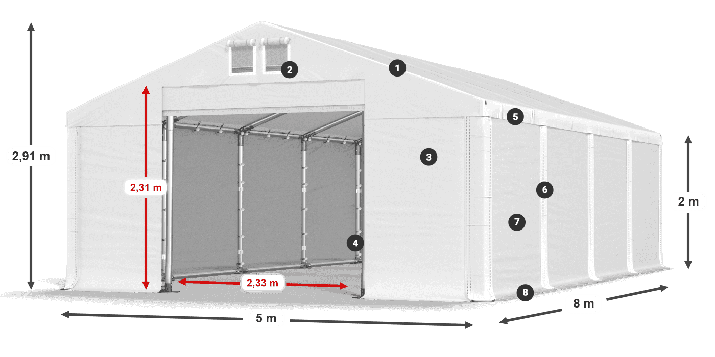 Dach: FR 620 PVC Ściany: MS 580 PVC