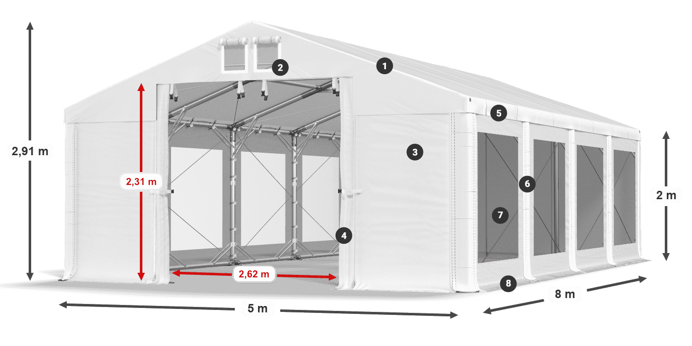 Dach: HFR 750 PVC Ściany: MS 580 PVC
