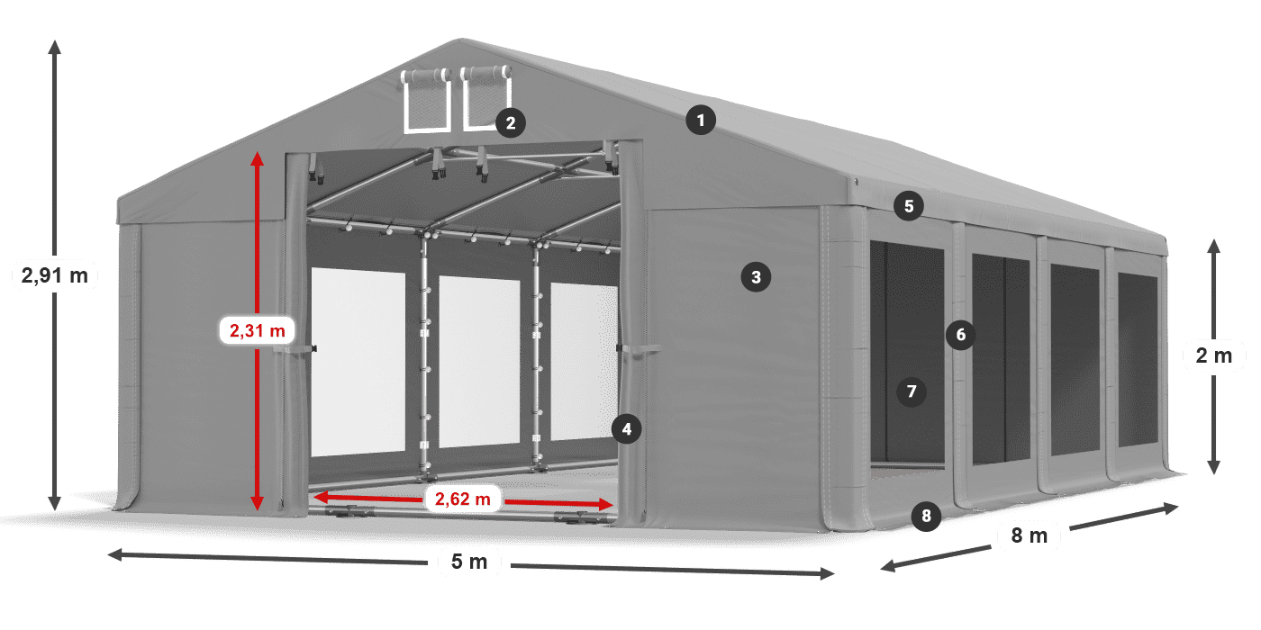 Dach: HFR 750 PVC Ściany: MS 580 PVC