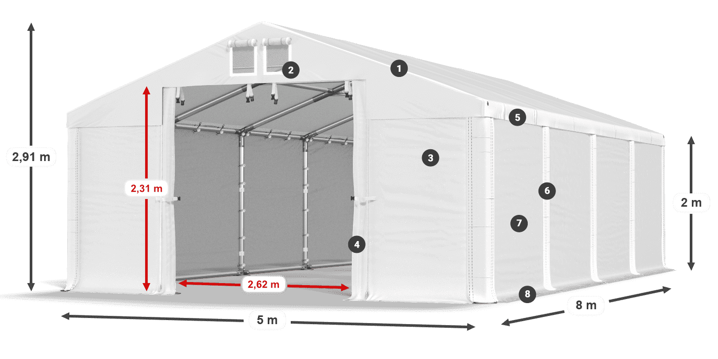 Dach: HFR 750 PVC Ściany: MS 580 PVC