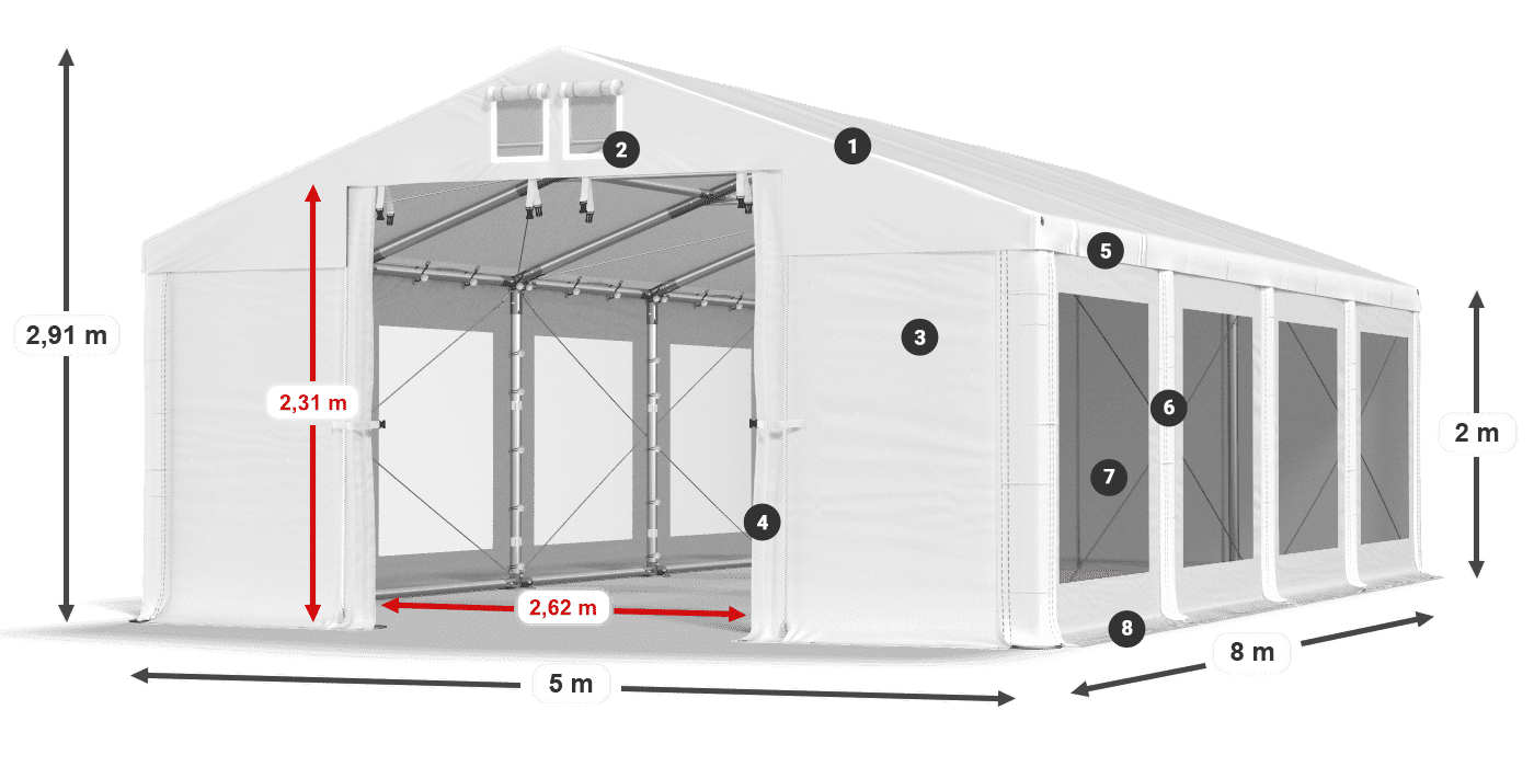Dach: HFR 750 PVC Ściany: MS 580 PVC