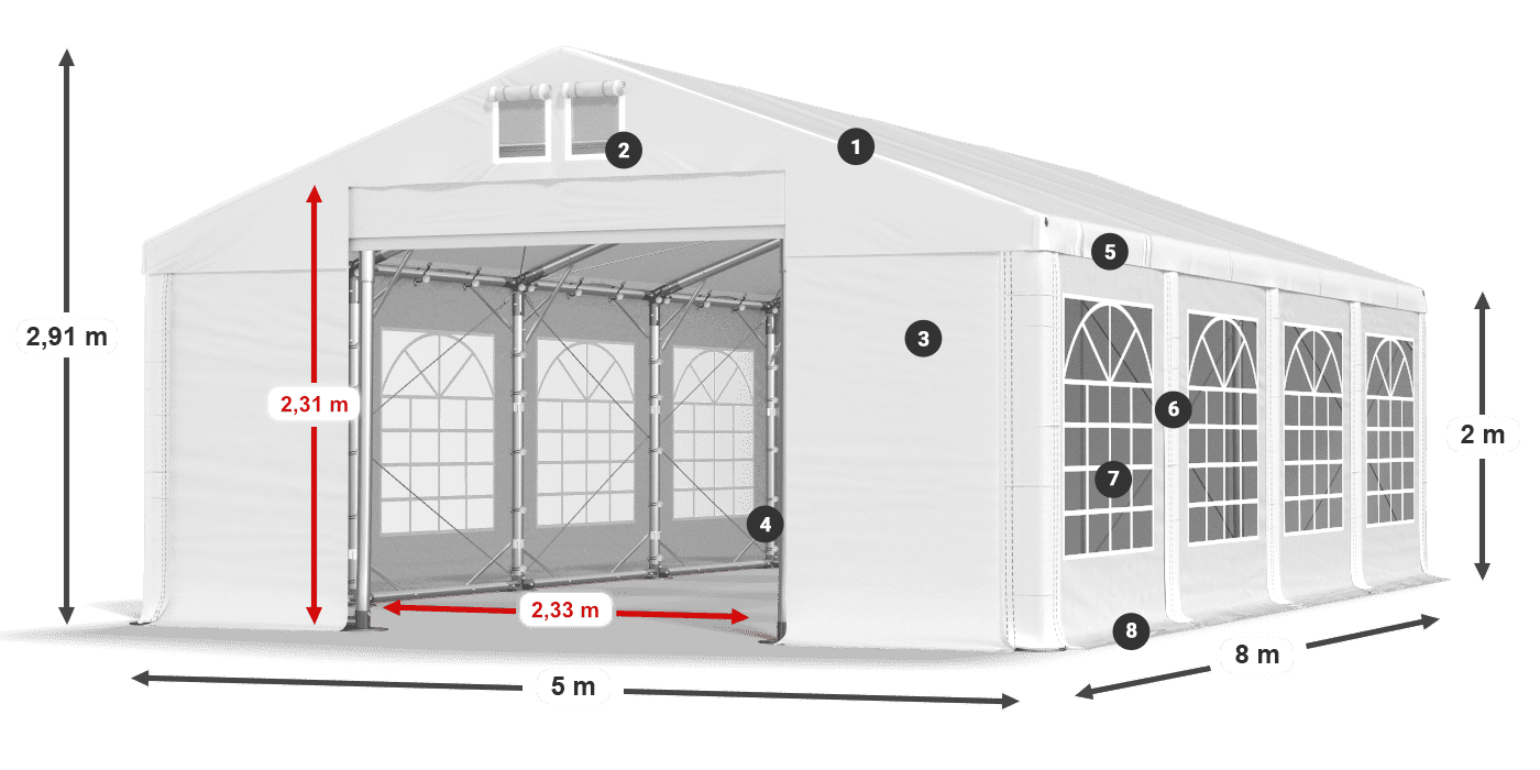 Dach: MS 580 PVC Ściany: FR 620 PVC