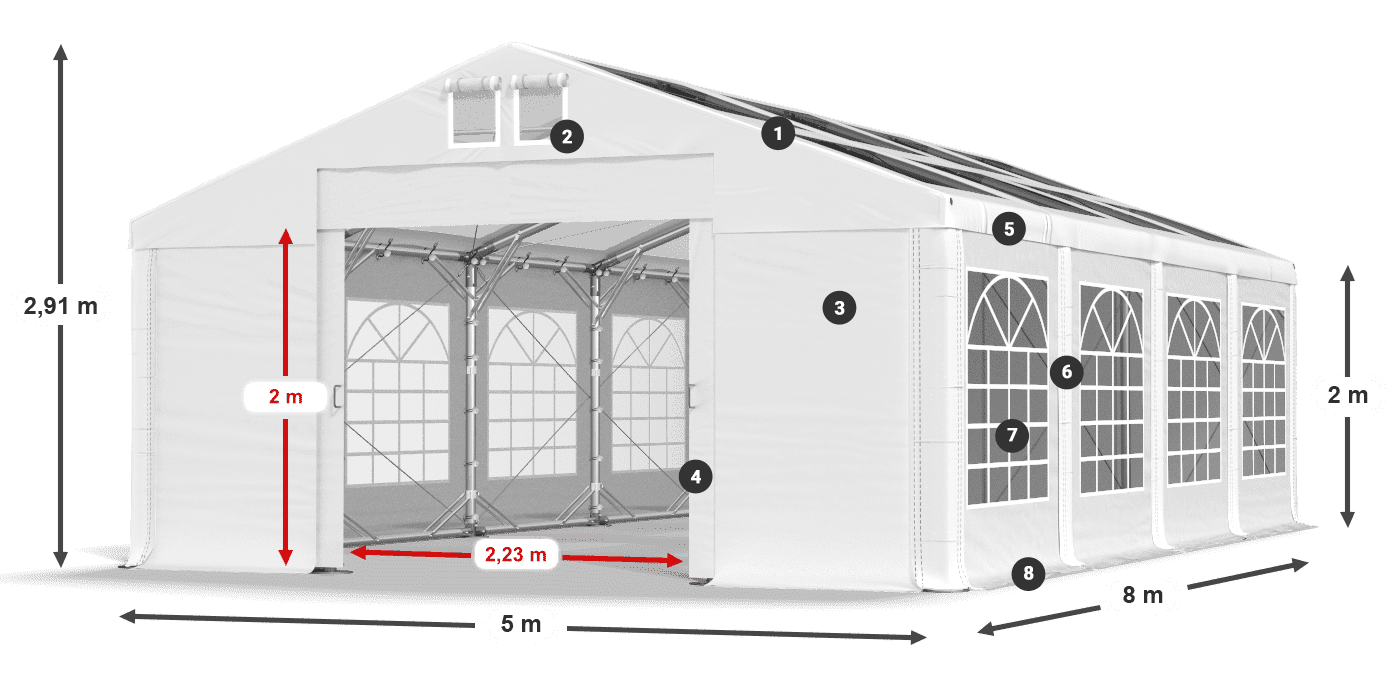 Dach: MS 580 PVC Ściany: FR 620 PVC