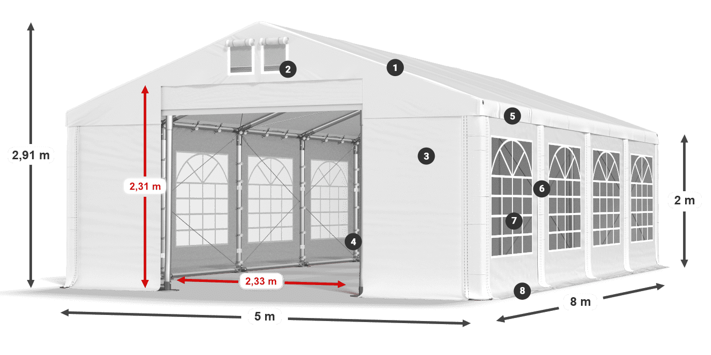 Dach: MS 580 PVC Ściany: FR 620 PVC