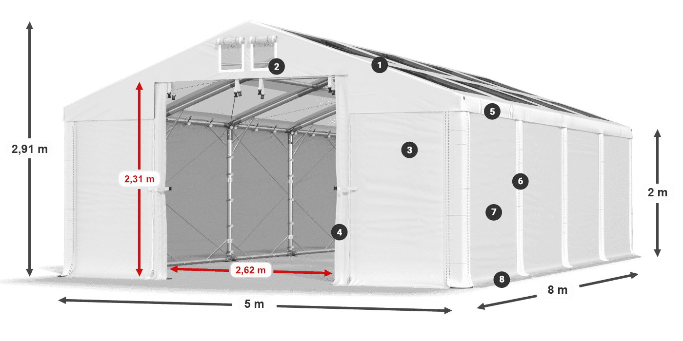 Dach: MS 580 PVC Ściany: HFR 750 PVC