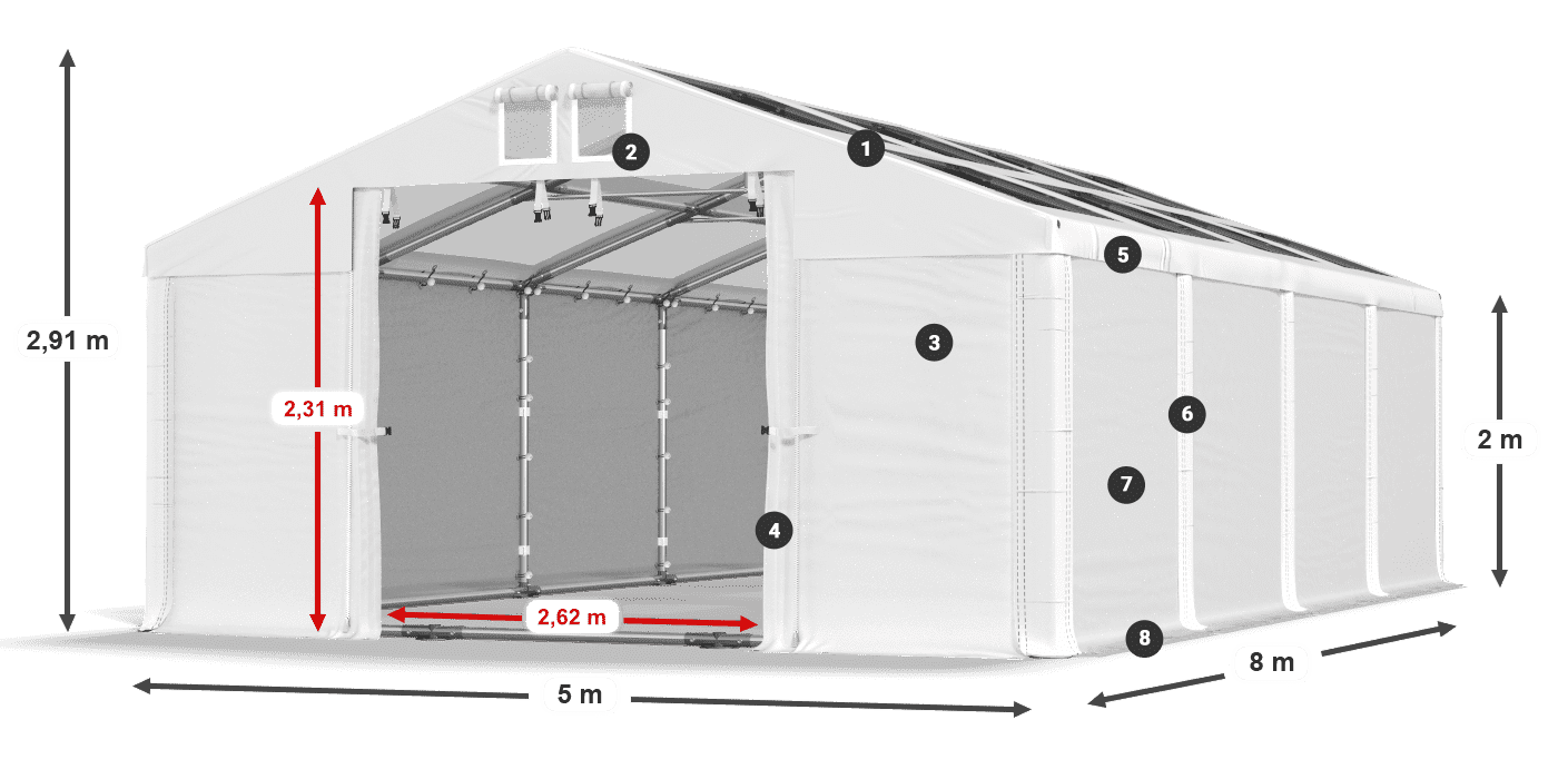 Dach: MS 580 PVC Ściany: HFR 750 PVC
