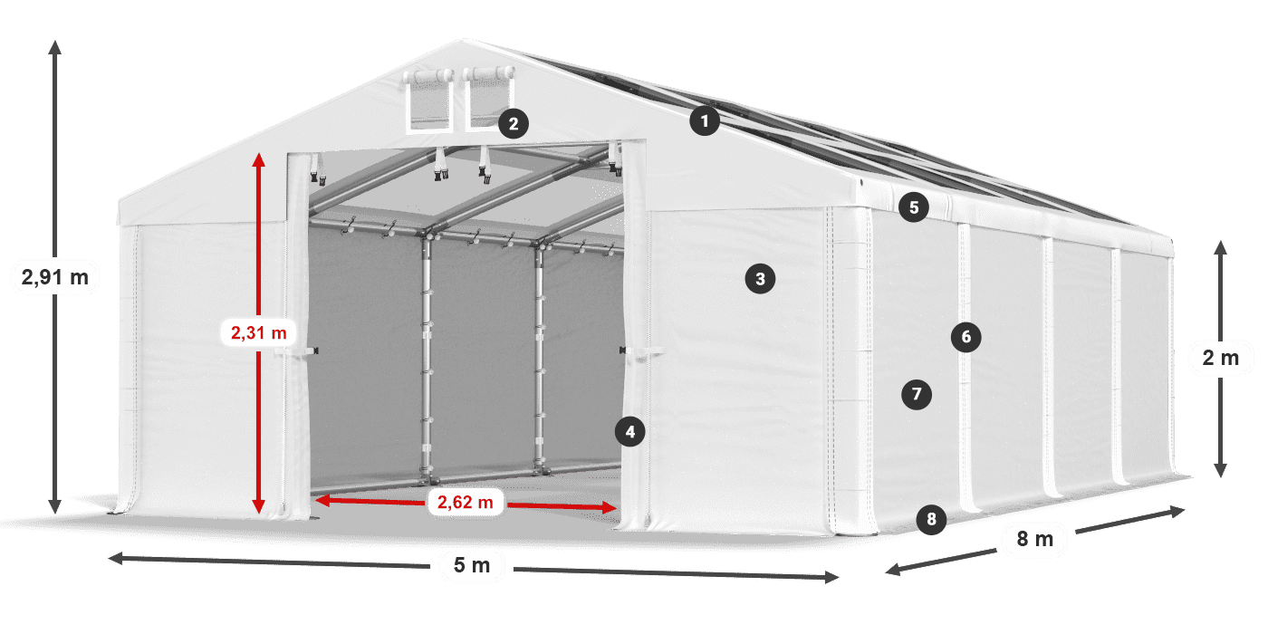 Dach: MS 580 PVC Ściany: HFR 750 PVC