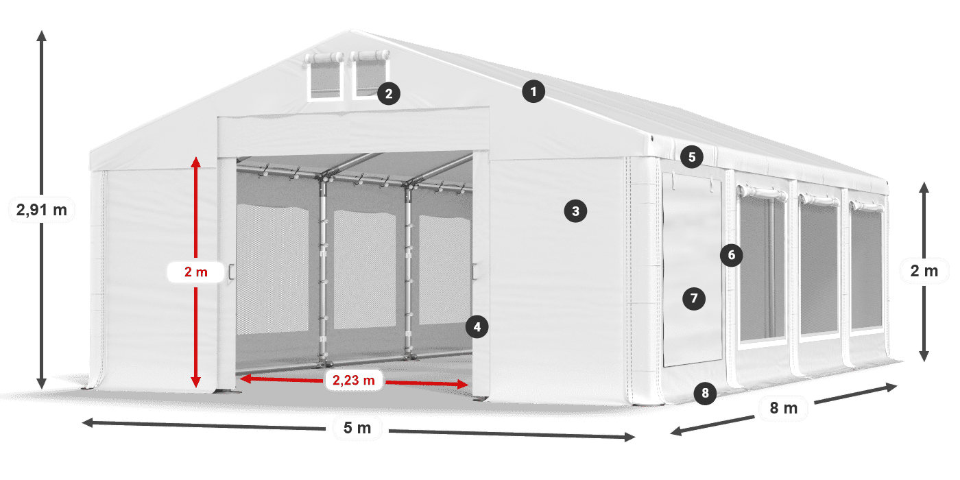 Dach: MS 580 PVC Ściany: SD M 500 PVC 2m legenda
