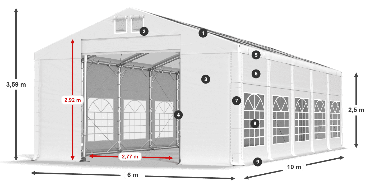Dach: MS 580 PVC Ściany: SD 500 PVC 2.5m legenda