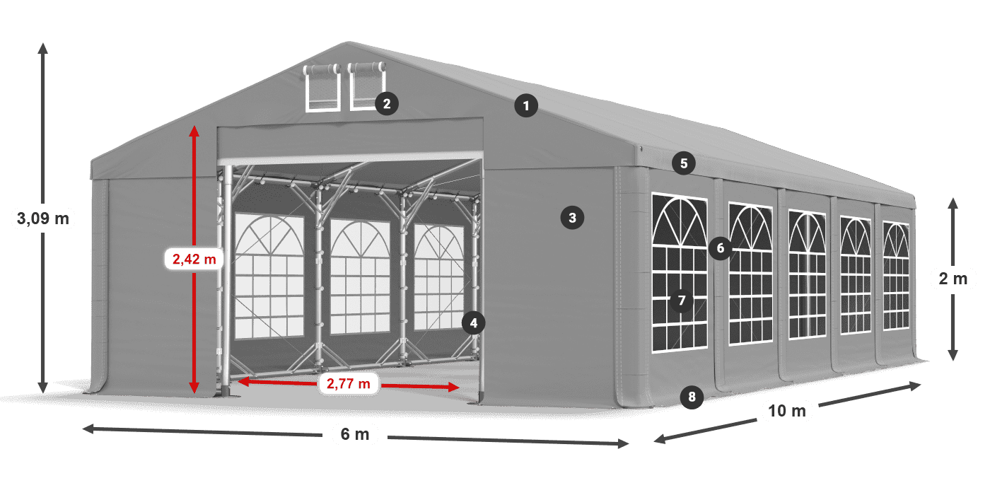Dach: FR 620 PVC Ściany: SD 500 PVC 2m legenda
