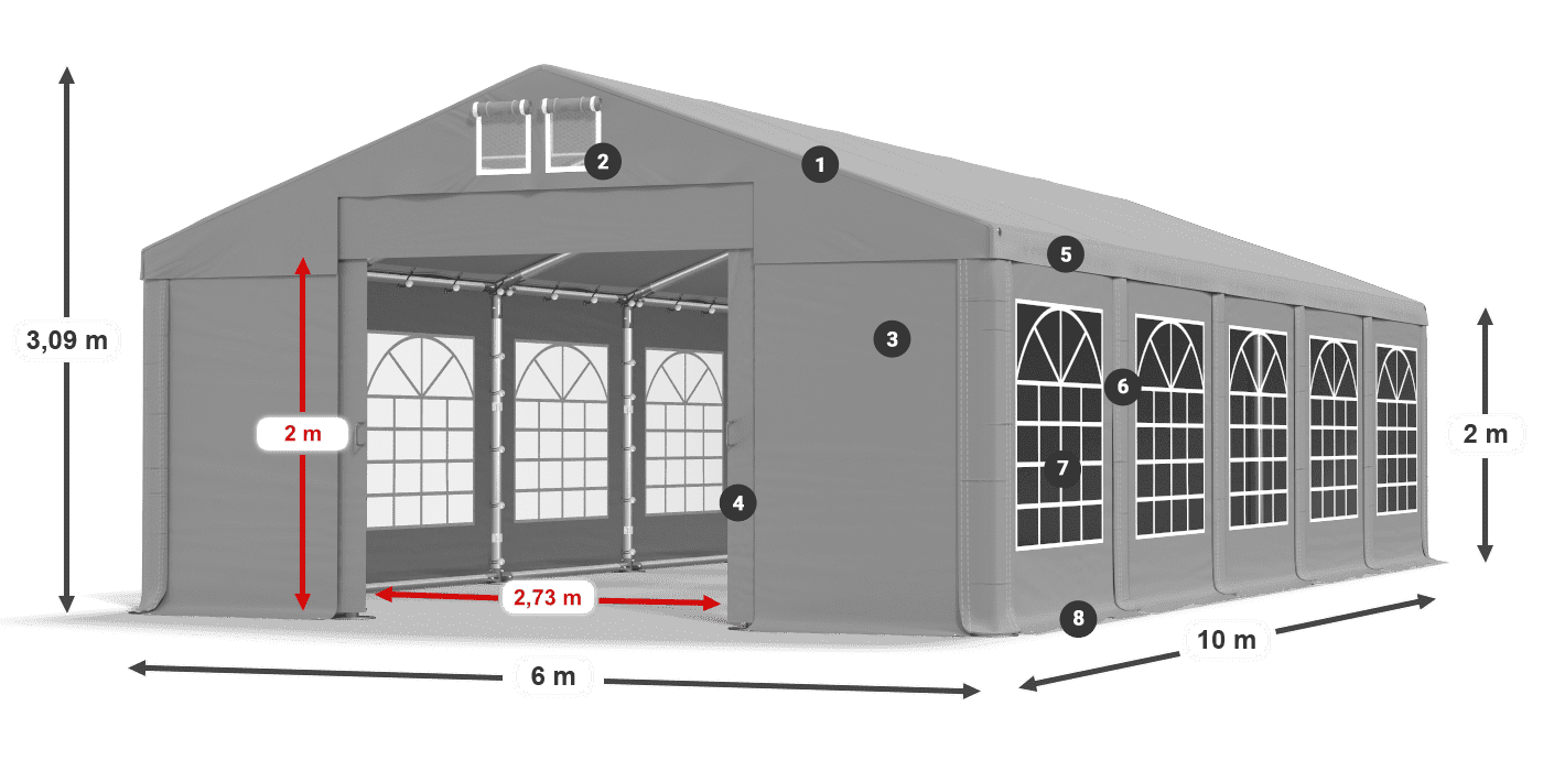 Dach: FR 620 PVC Ściany: SD 500 PVC 2m legenda