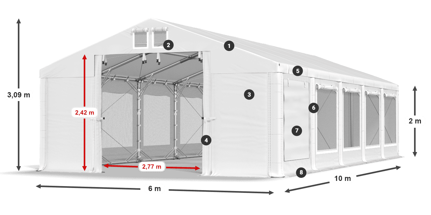 Dach: MS 580 PVC Ściany: SD M 500 PVC 2m legenda