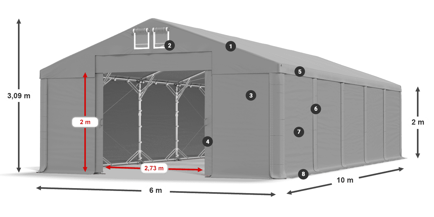Dach: SD 560 PVC Ściany: MS 580 PVC legenda 2m