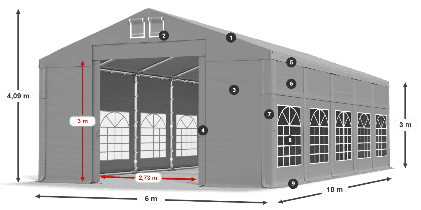 Dach: FR 620 PVC Ściany: SD 500 PVC 3m legenda