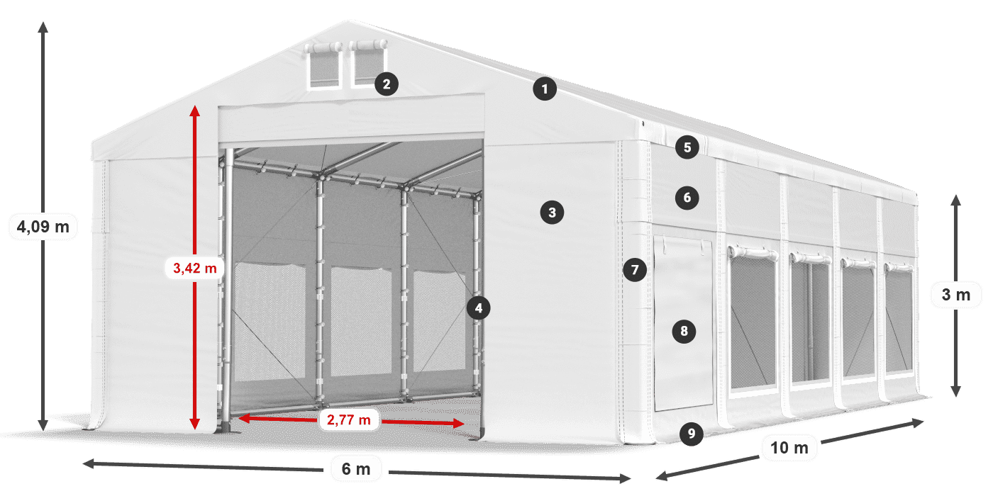 Dach: FR 620 PVC Ściany: SD 500 PVC 3m legenda