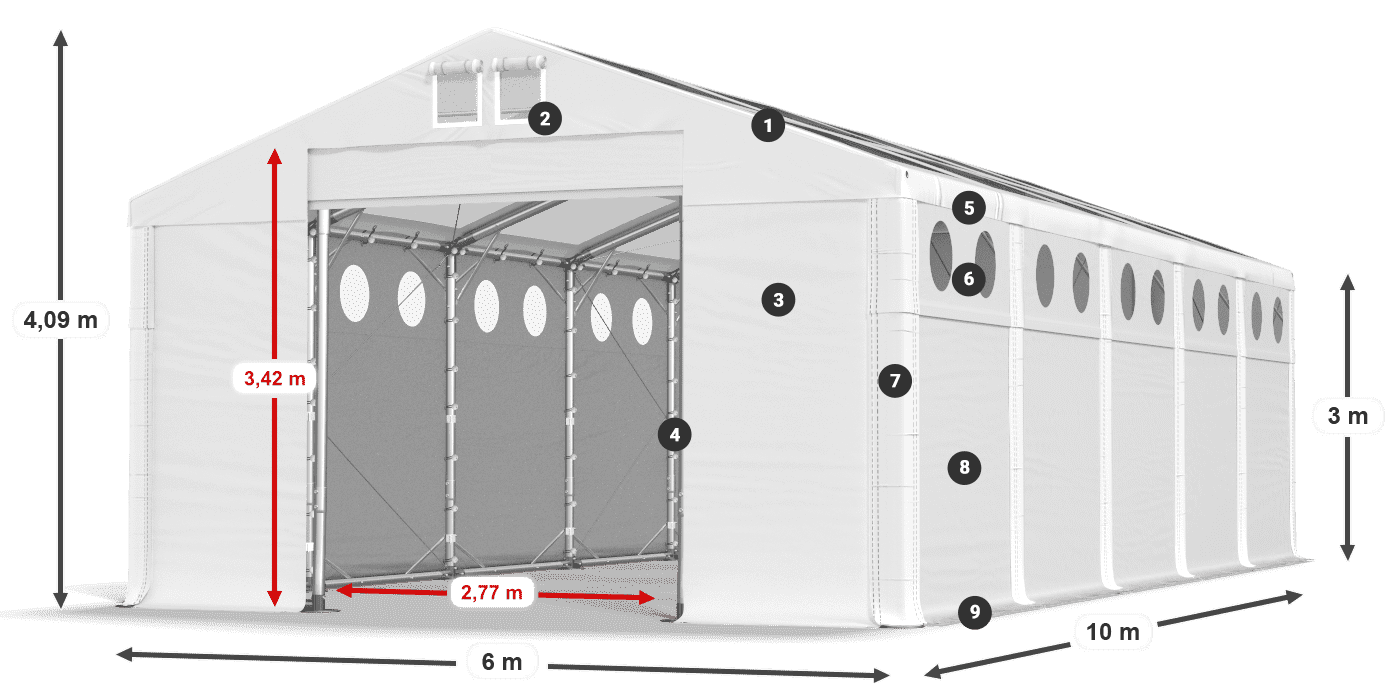 Dach: MS T 580 PVC Ściany: MS O 580 PVC 3m legenda