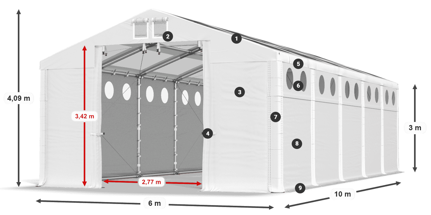Dach: MS T 580 PVC Ściany: SD O 500 PVC 3m legenda