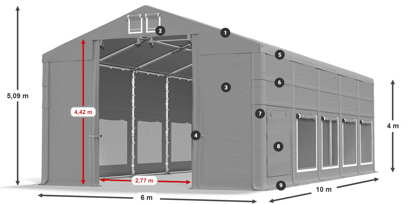 Dach: FR 620 PVC Ściany: SD 500 PVC 4m legenda
