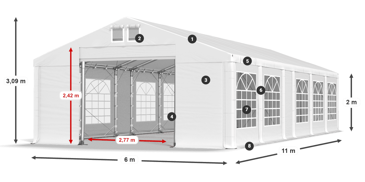 Dach: FR 620 PVC Ściany: SD 500 PVC 2m legenda