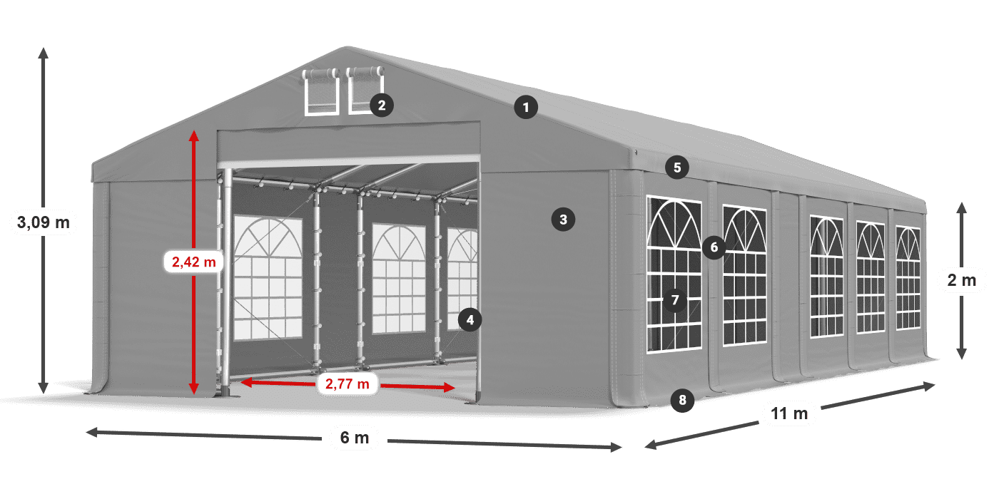 Dach: FR 620 PVC Ściany: SD 500 PVC 2m legenda