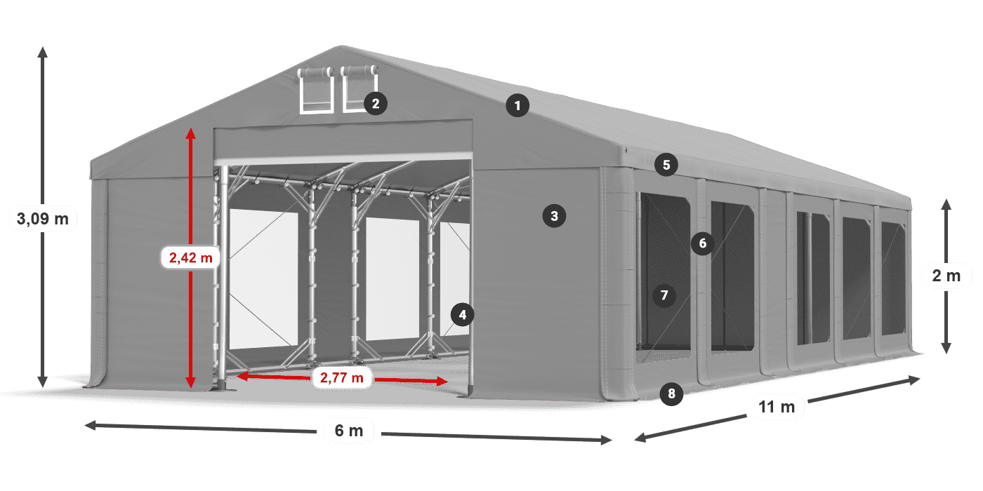Dach: MS 580 PVC Ściany: MS 580 PVC 2m legenda
