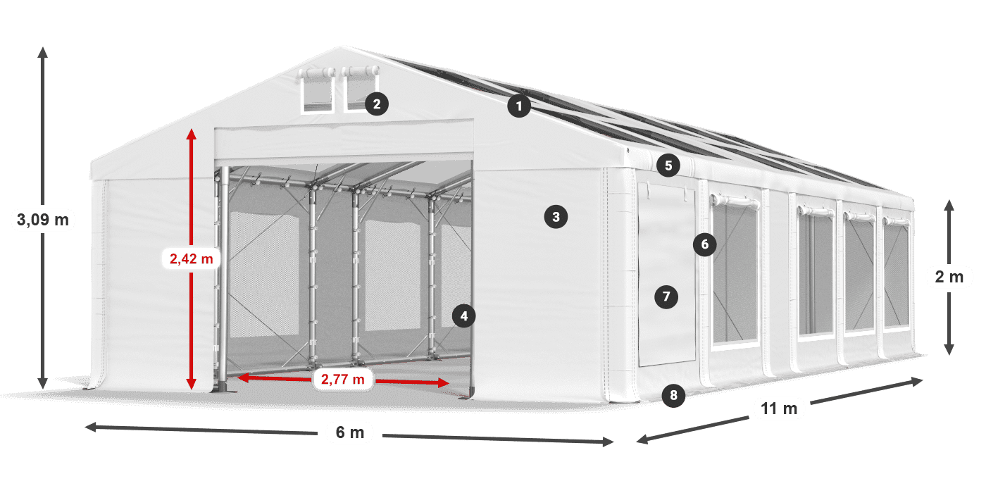 Dach: MS T 580 PVC Ściany: SDM  500 PVC 2m legenda