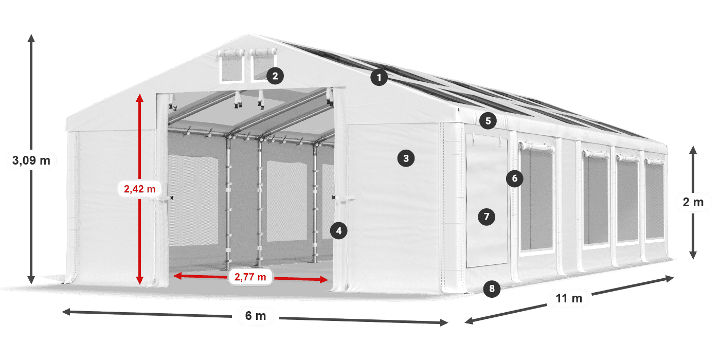 Dach: MS T 580 PVC Ściany: SDM  500 PVC 2m legenda