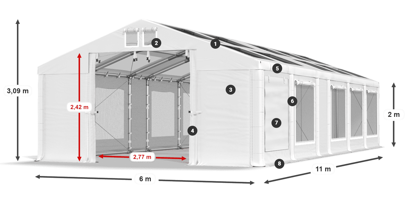Dach: MS T 580 PVC Ściany: SDM  500 PVC 2m legenda