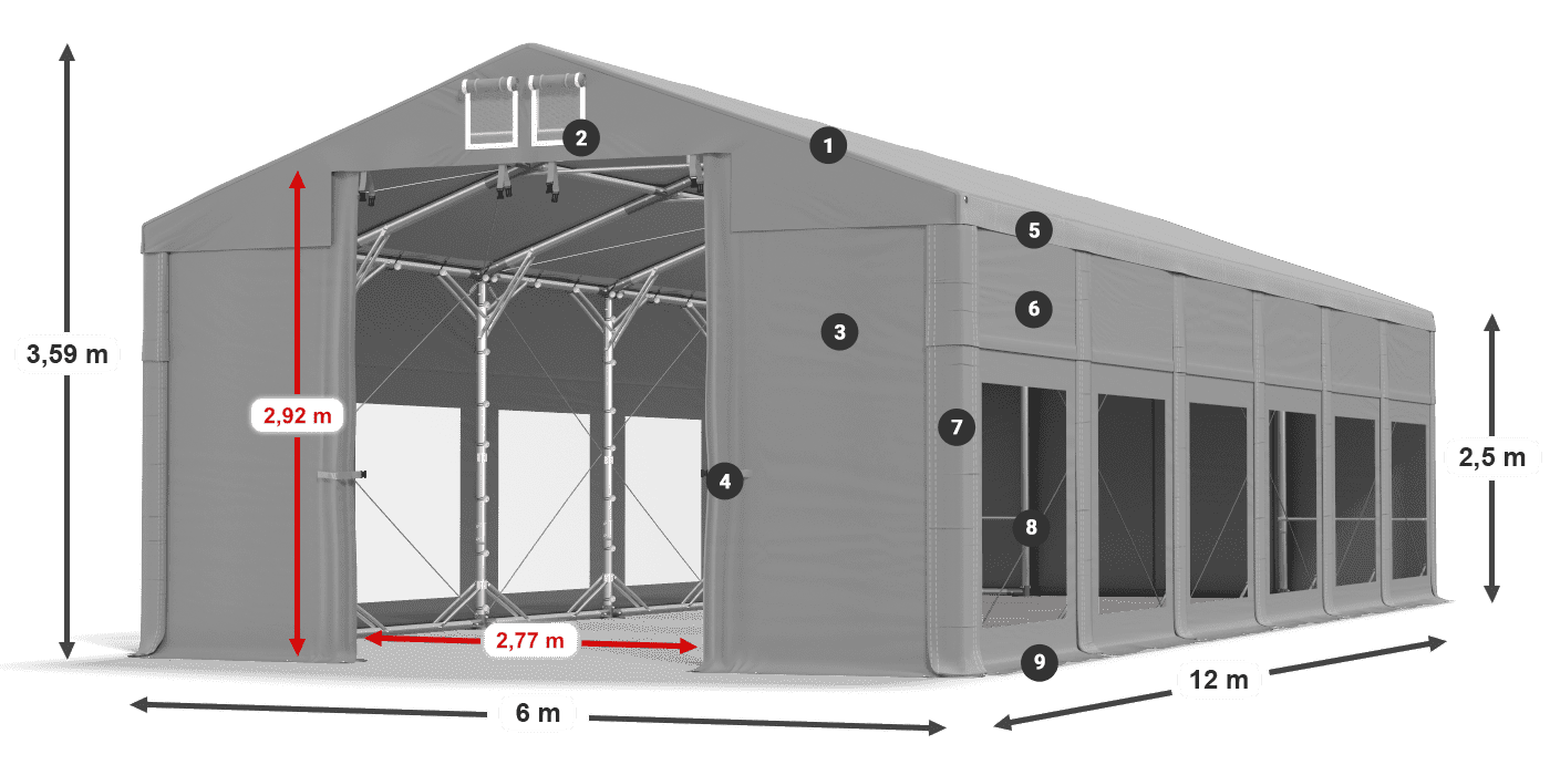 Dach: MS 580 PVC Ściany: MS 580 PVC 2.5m legenda