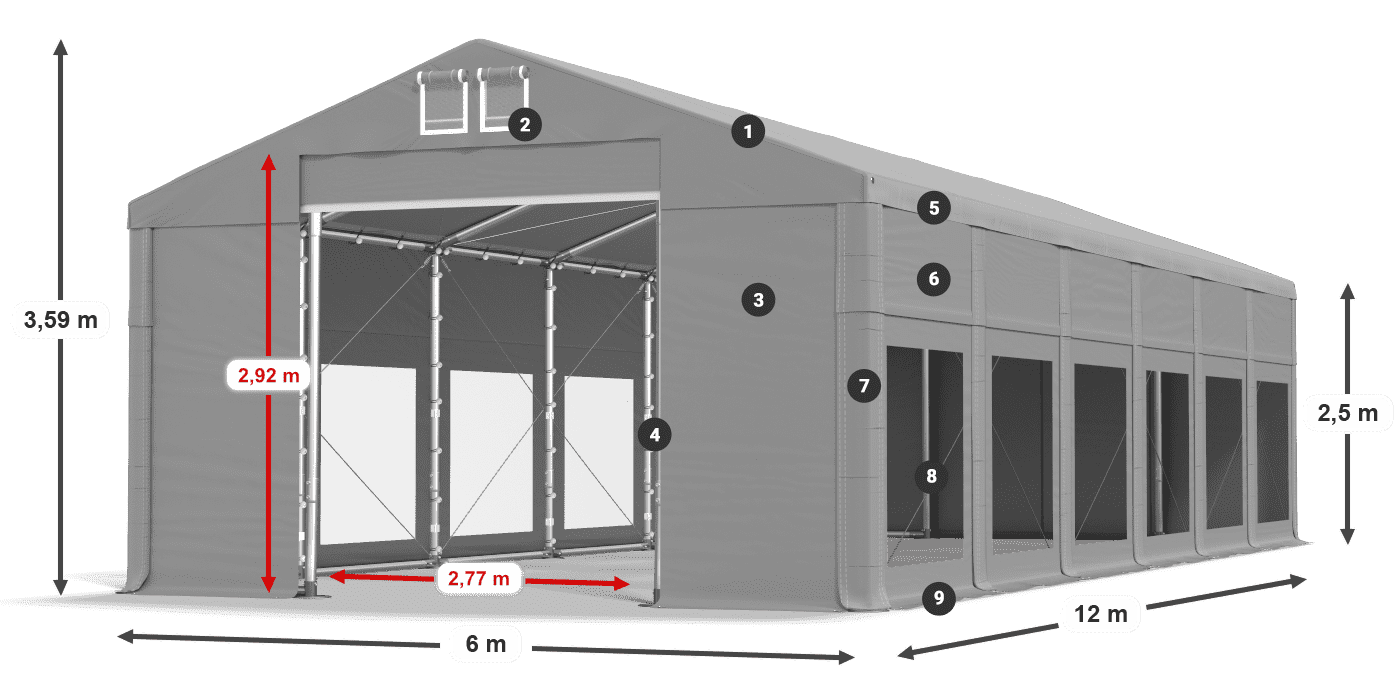 Dach: MS 580 PVC Ściany: MS 580 PVC 2.5m legenda