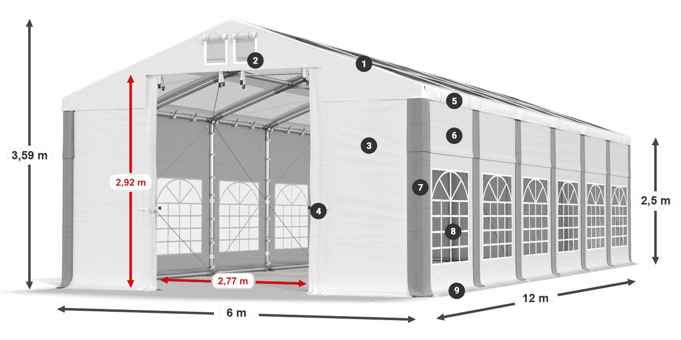 Dach: MS 580 PVC Ściany: SD 500 PVC 2.5m legenda