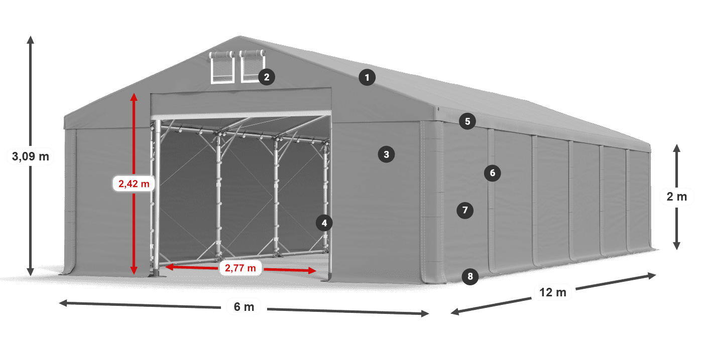 Dach: FR 620 PVC Ściany: SD 580 PVC 2m legenda