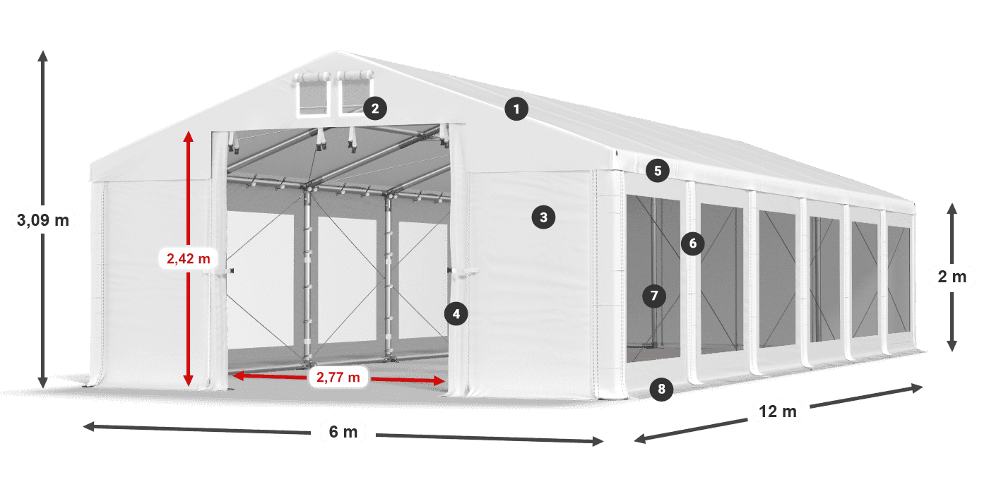 Dach: FR 620 PVC Ściany: MS 580 PVC 2m legenda