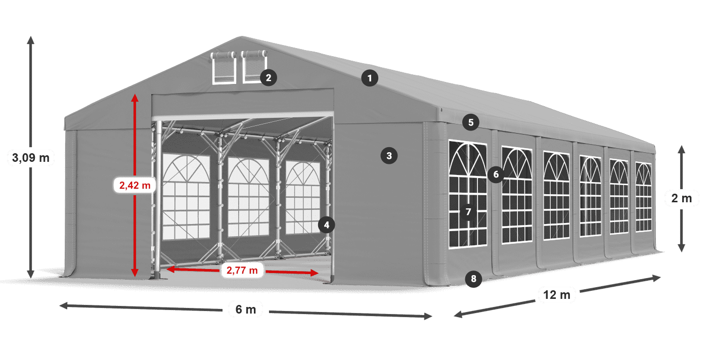 Dach: FR 620 PVC Ściany: SD 500 PVC 2m legenda