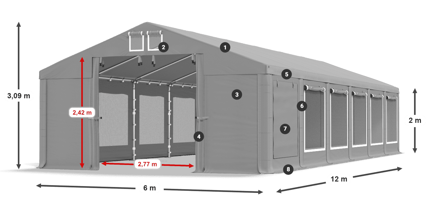 Dach: FR 620 PVC Ściany: SD 500 PVC 2m legenda