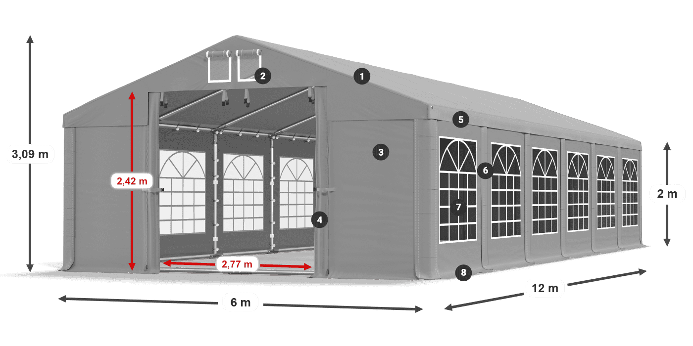 Dach: FR 620 PVC Ściany: SD 500 PVC 2m legenda