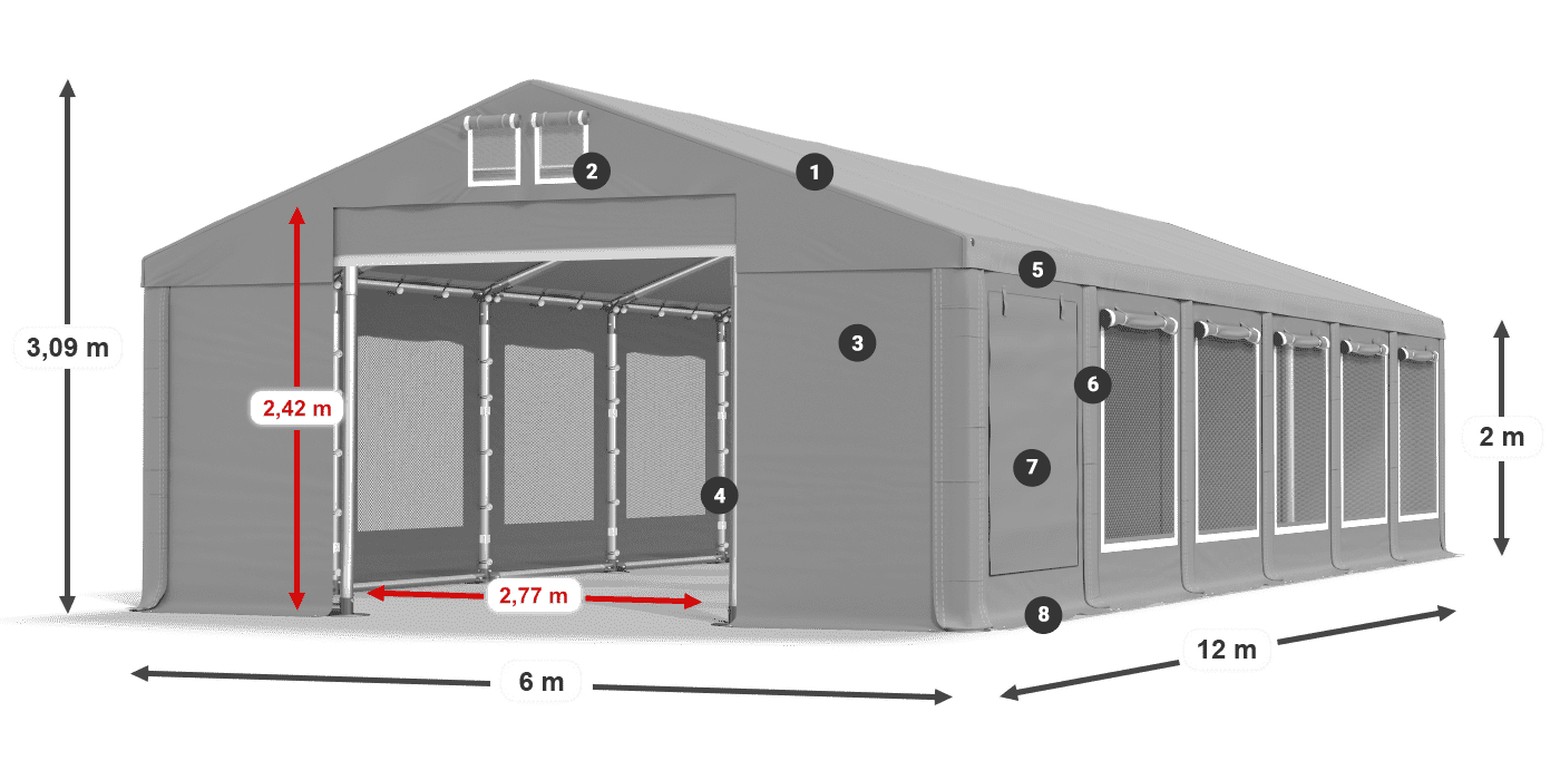 Dach: FR 620 PVC Ściany: SD 500 PVC 2m legenda