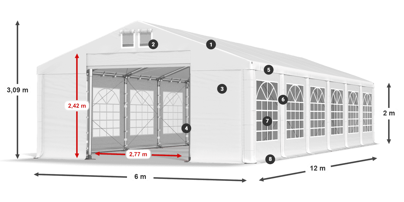 Dach: FR 620 PVC Ściany: SD 500 PVC 2m legenda