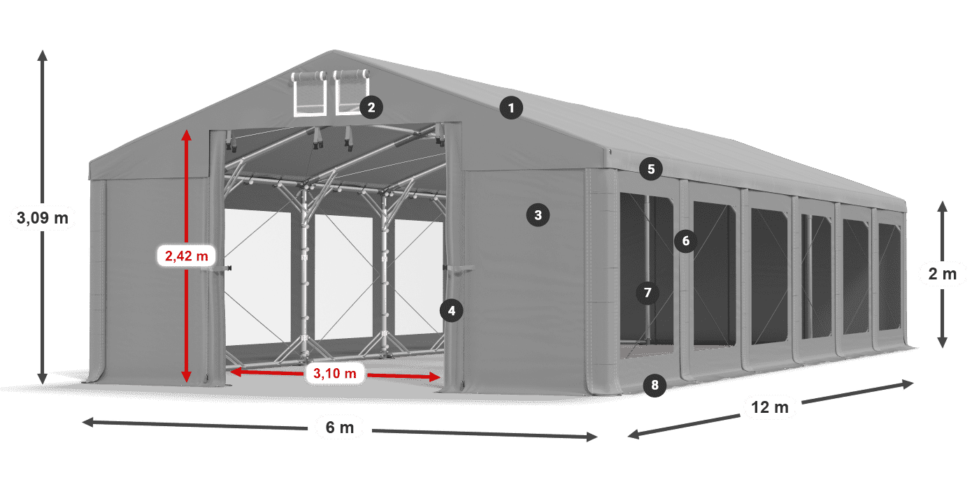 Dach: MS 580 PVC Ściany: MS 580 PVC