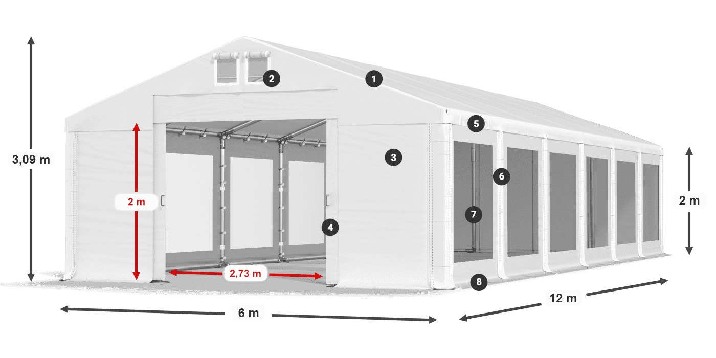 Dach: MS 580 PVC Ściany: MS 580 PVC 2m legenda